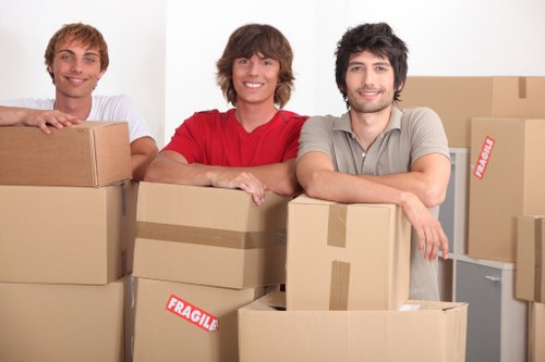 Student furniture and boxes being moved in Acton